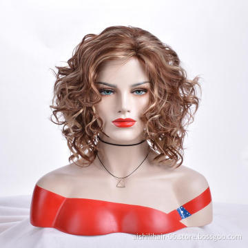 Aishili best-selling gold synthetic hair body deep wave hair female high quality Medium Wigs